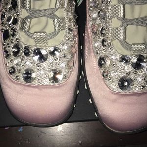 Miu Miu Astro running jewel-embellished satin snea